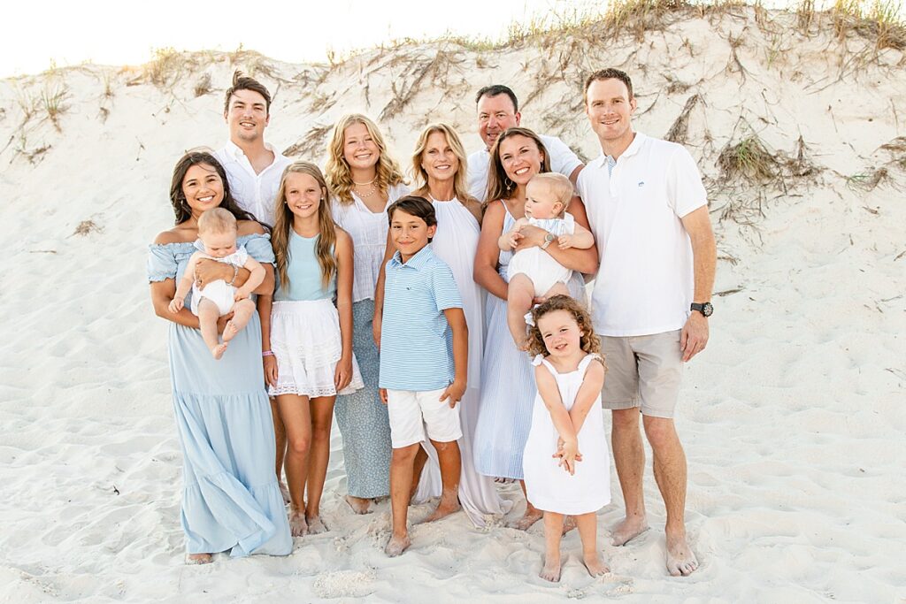 Extended family on the beach